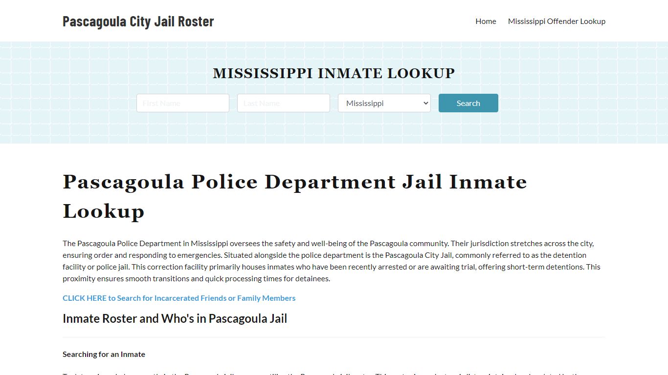 Pascagoula Police Department & City Jail, MS Inmate Roster, Arrests ...